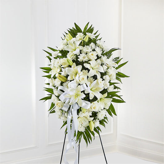 Arreglo Floral Fúnebre Exquisito - Cinta Blanca