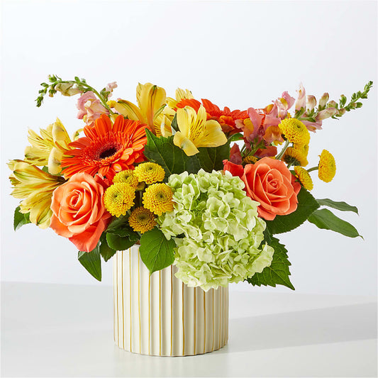 Autumn Sunshine Bouquet with Ivory Vase – GARDEN GRACE FLORIST AND GIFTS, Warrenville SC