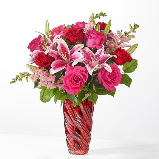 Bouquet Always You avec vase Luxe Swirl
